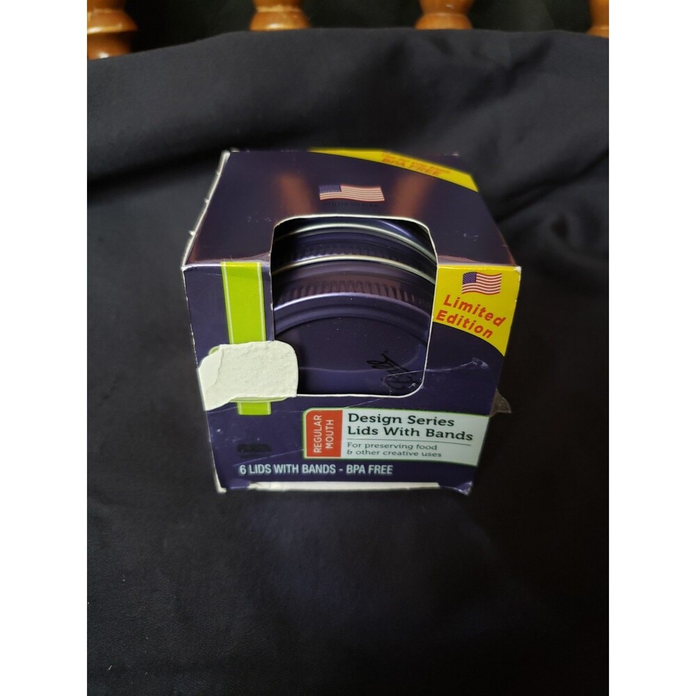 Purple Ball Design Series 6 Lids With Bands Regular Mouth New